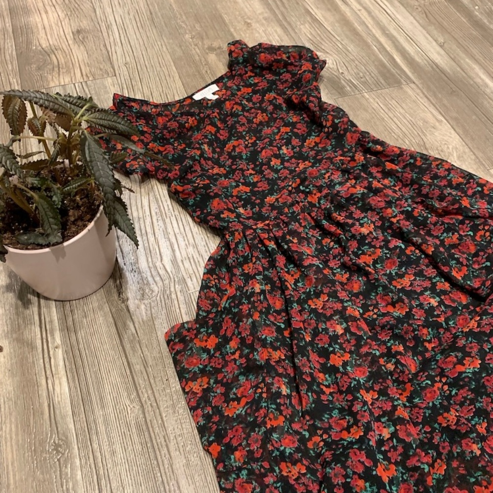 Pink Floral Chiffon Dress